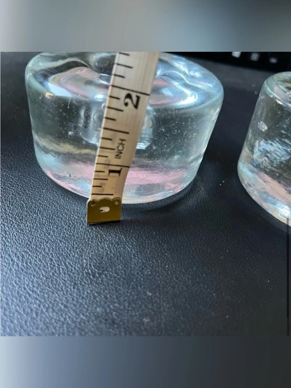 Glass Heavy Taper Candle Holders Puck Style